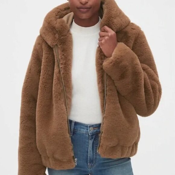 French Connection Arabella Faux Fur Hooded Jacket Coat SIZE 10 NWT - Picture 2 of 6